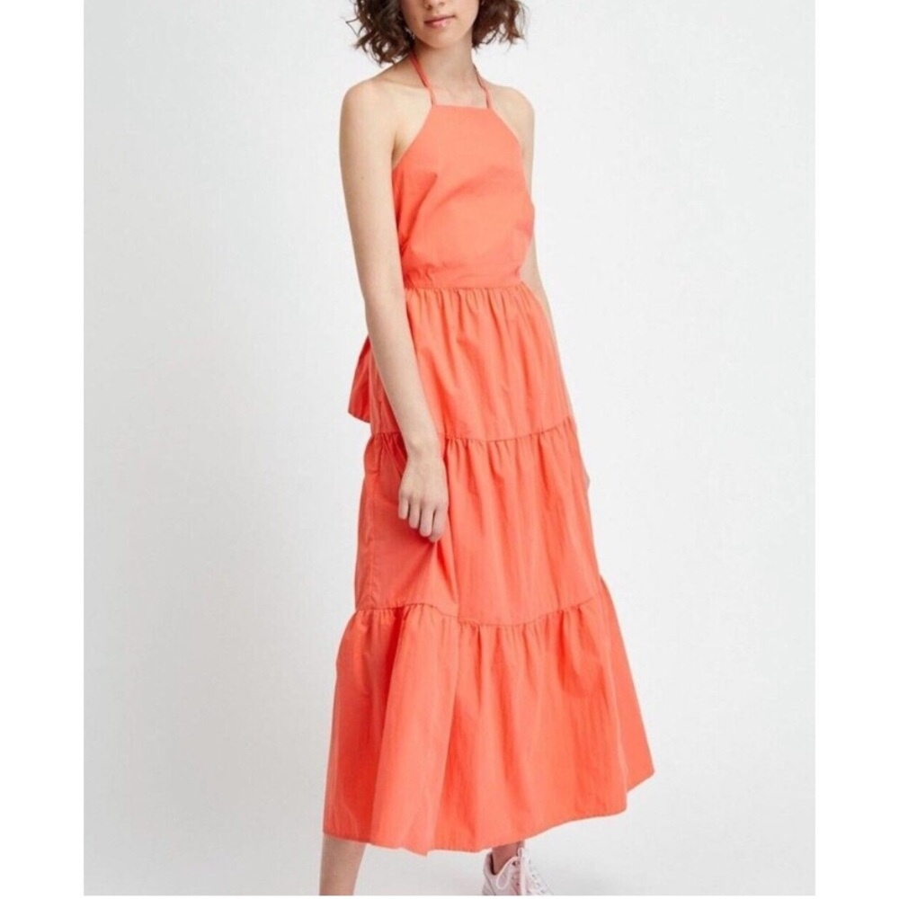 Gap Elegant Coral Halter Maxi Dress NWT color coral - Picture 2 of 4